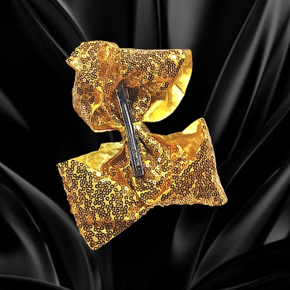 🌲10/$20. New Gold Sequin Hair Bow. 7" - Picture 8 of 8